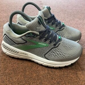 B+ Brooks Ariel 20 Womens 6.5 Grey‎ Green Stability Running Shoes 1203151B076